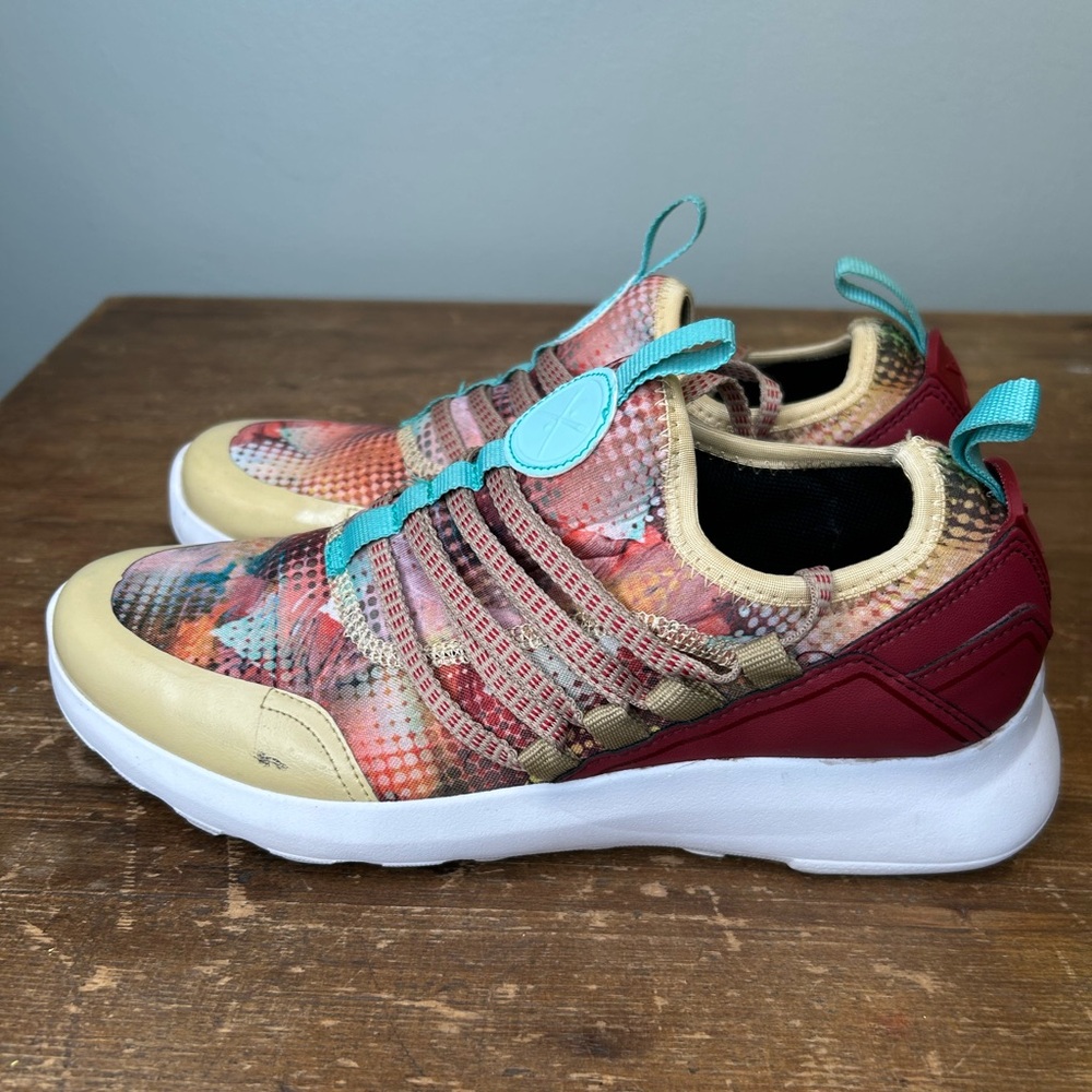 inkkas Multicolor Patterned Slip-On Sneakers with Teal Accents